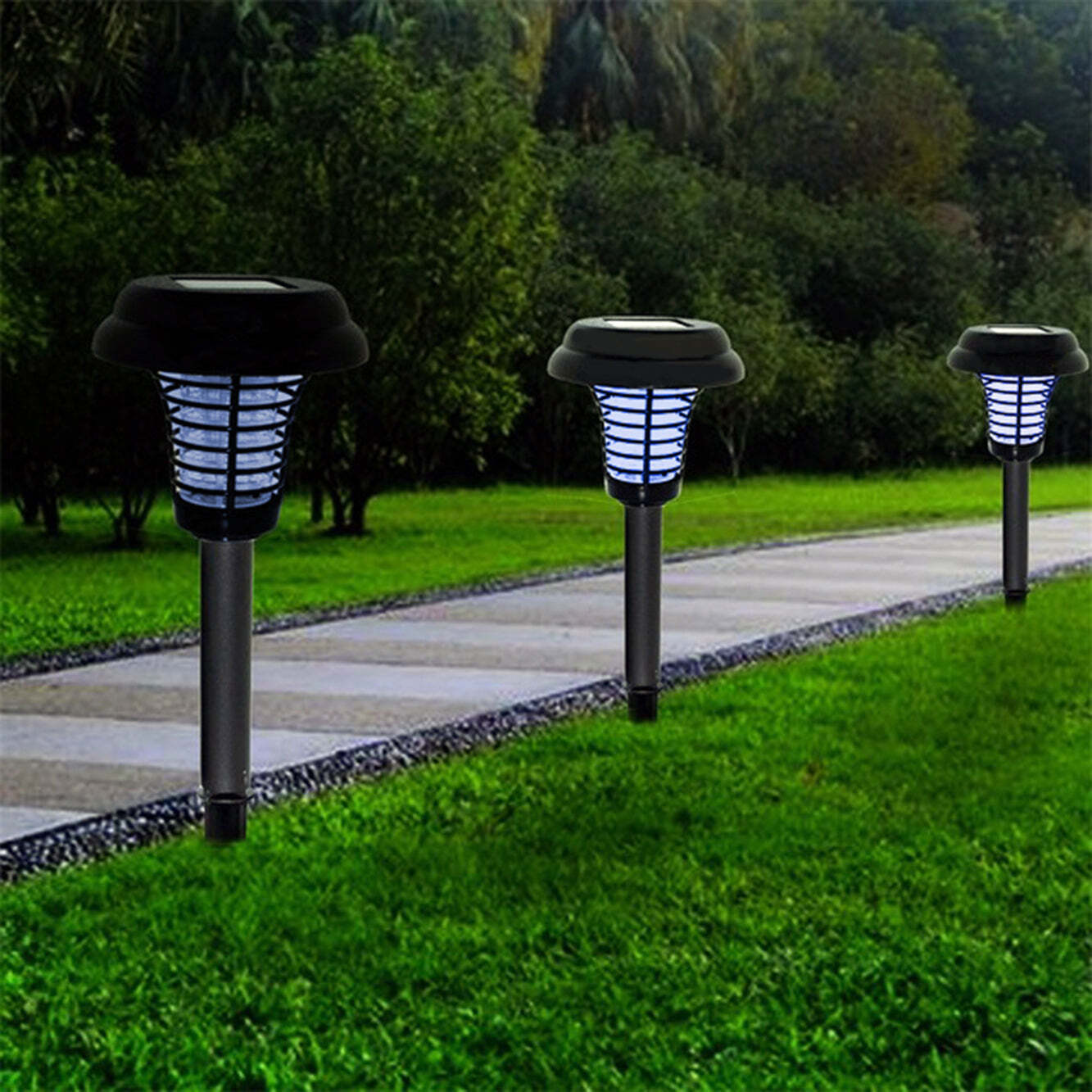 Table Lamps: Lenoxx Wireless Solar-Powered Mosquito Killer Lamp (4-Piece, Black)