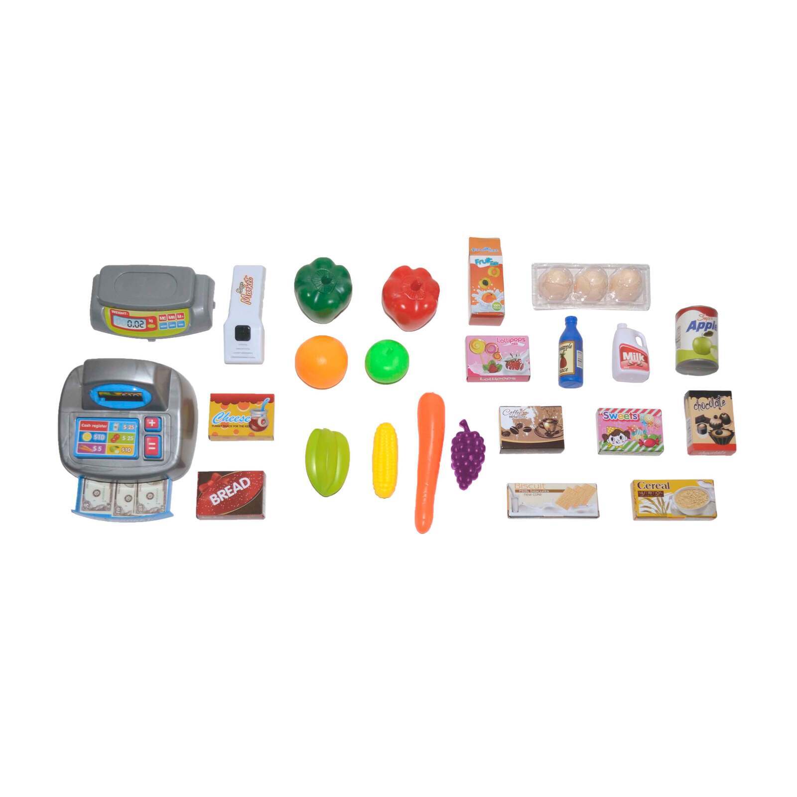 Pretend Play: Children's Home Supermarket w/ Toy Cash Register, Trolly, Fruit & More