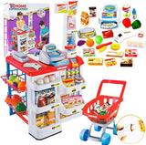 Pretend Play: Children's Home Supermarket w/ Toy Cash Register, Trolly, Fruit & More