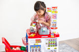 Pretend Play: Children's Home Supermarket w/ Toy Cash Register, Trolly, Fruit & More