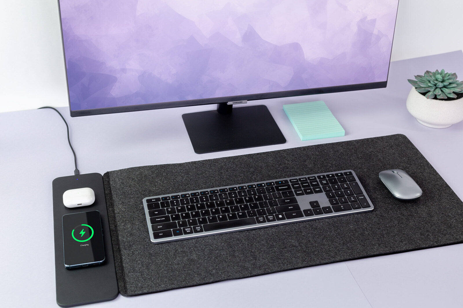 Power Banks & Chargers: Reversible Wireless Fast Charging Desktop Mat for Smartphones and Earbuds