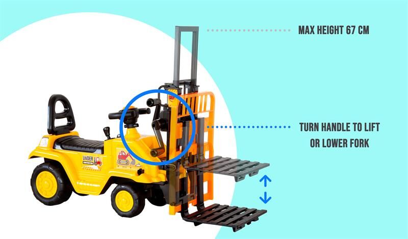 Ride On Cars: Kids Manual Forklift Ride-On with Working Mast Lift and Pallet