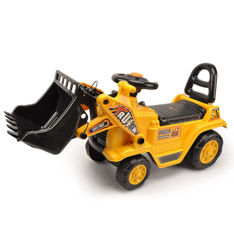Ride On Cars: Ride-on Children's Digger (Yellow) w/ Interactive Gear Stick & Scoop