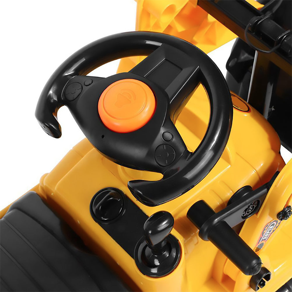 Ride On Cars: Ride-on Children's Digger (Yellow) w/ Interactive Gear Stick & Scoop