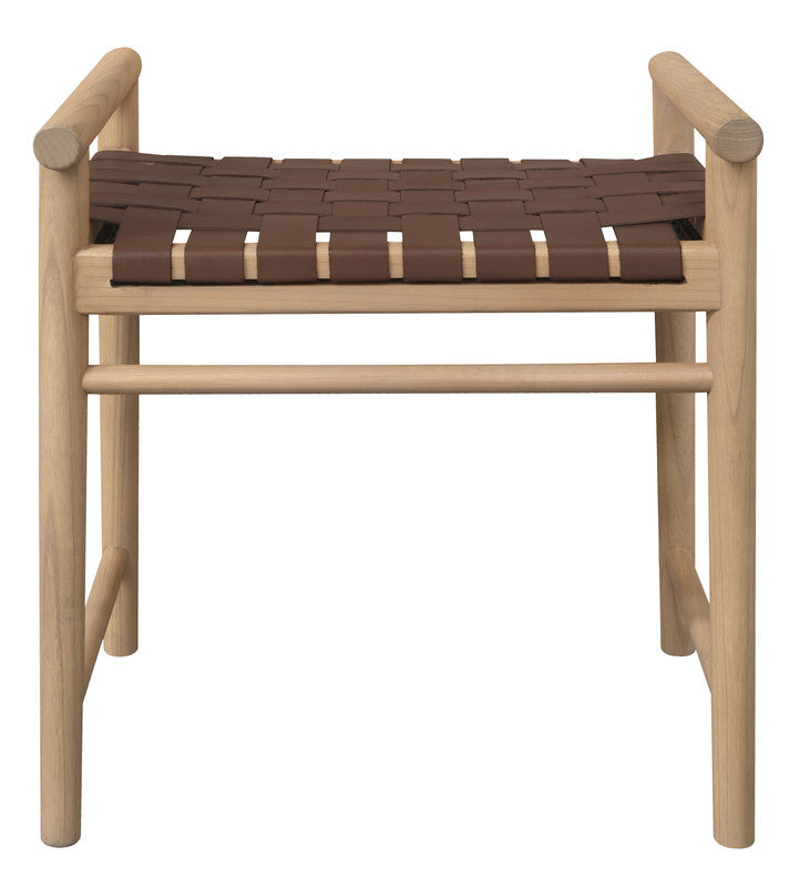 Ottomans & Footstools: Elliot Single Seater Bench with Genuine Leather (Natural)