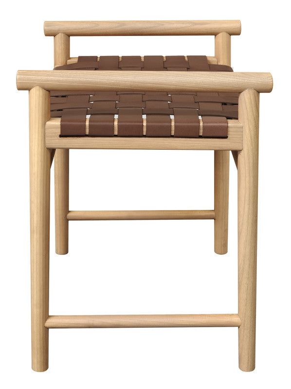 Ottomans & Footstools: Elliot Single Seater Bench with Genuine Leather (Natural)