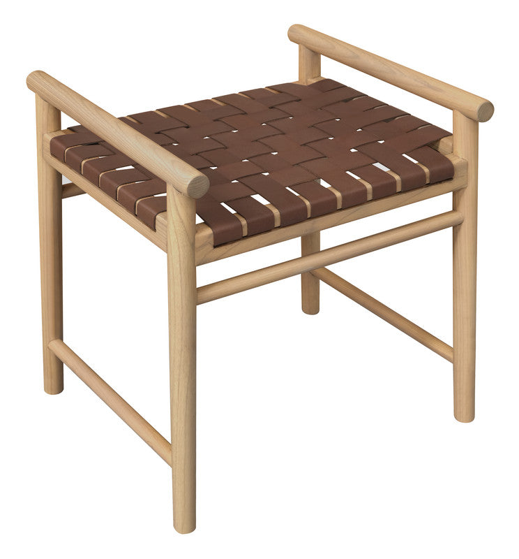 Ottomans & Footstools: Elliot Single Seater Bench with Genuine Leather (Natural)