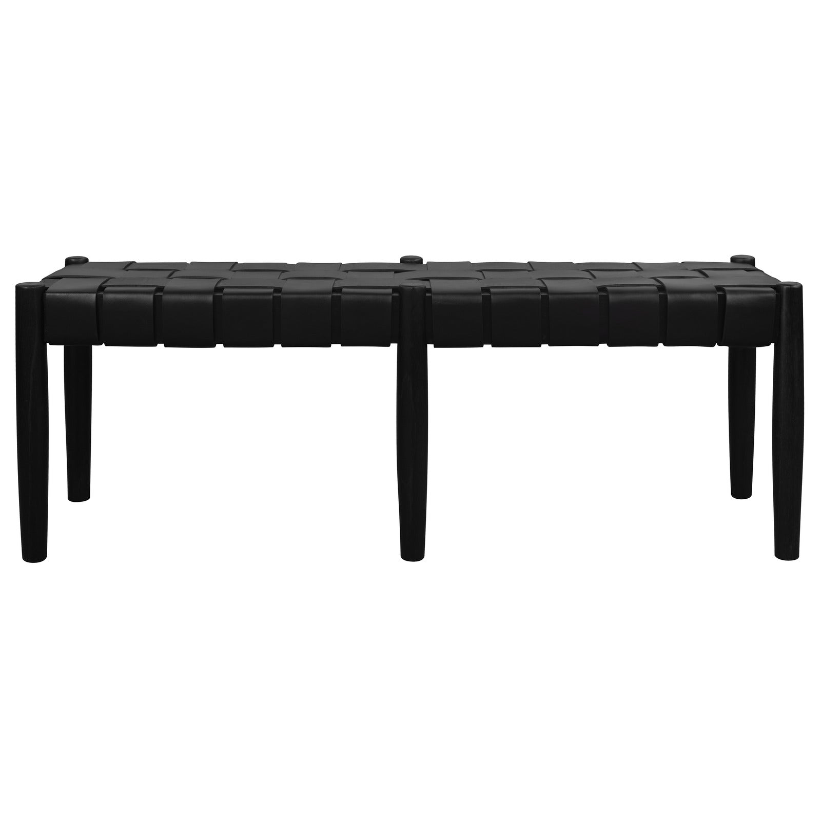 Ottomans & Footstools: Elliot Leather Bench (Black)