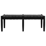 Ottomans & Footstools: Elliot Leather Bench (Black)