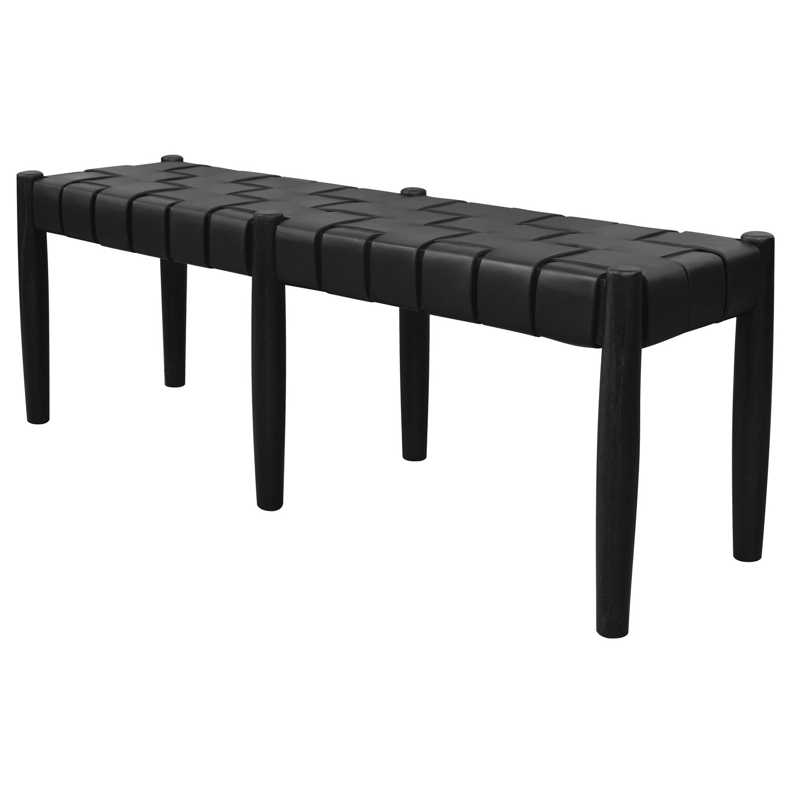Ottomans & Footstools: Elliot Leather Bench (Black)