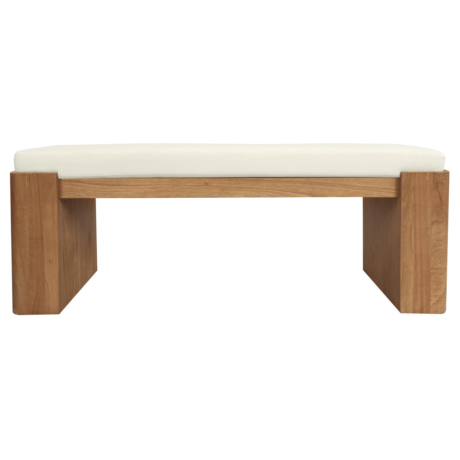Ottomans & Footstools: Adelle Solid Mindi Timber Bench - Small (Almond)