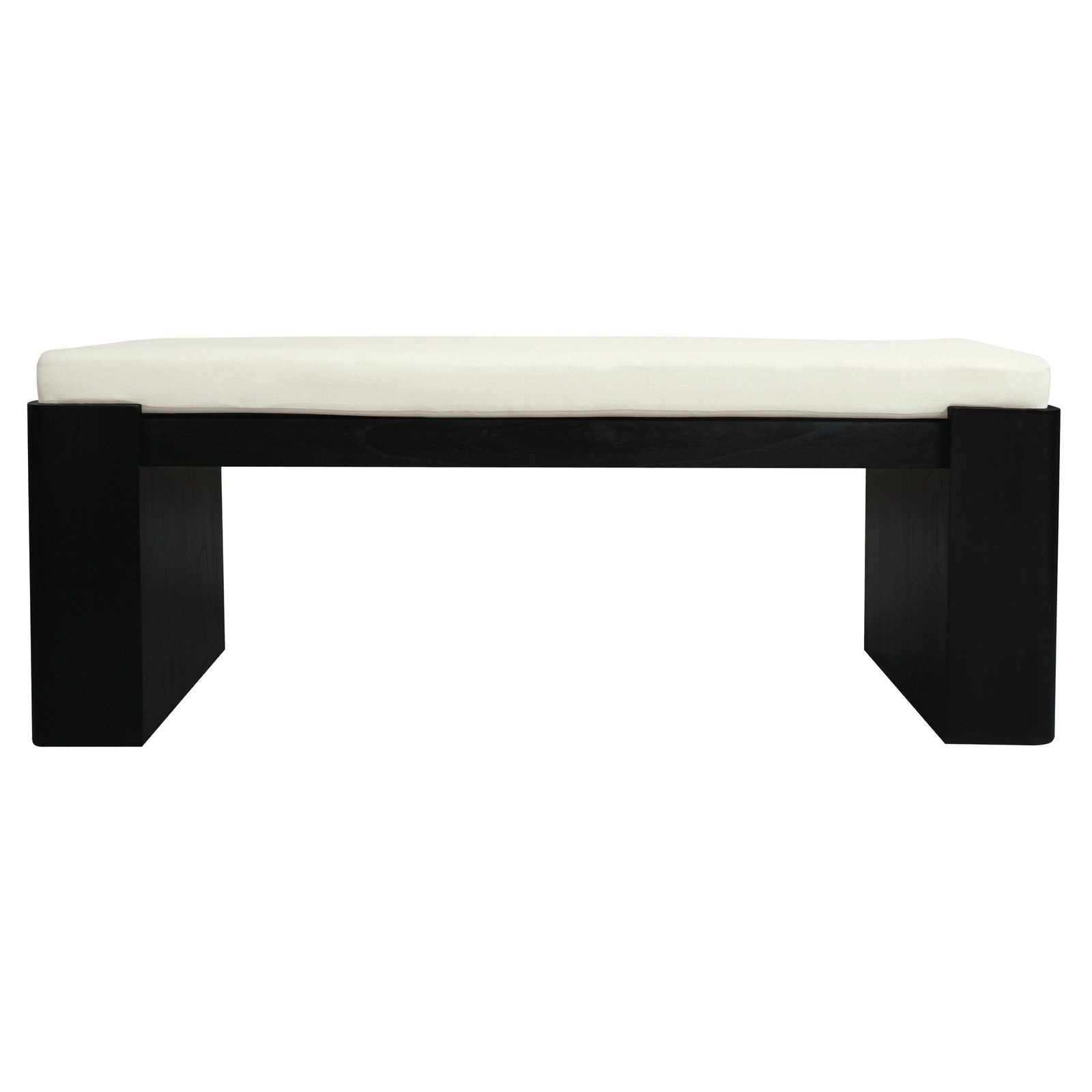 Ottomans & Footstools: Adelle Solid Mindi Timber Bench - Small (Black)