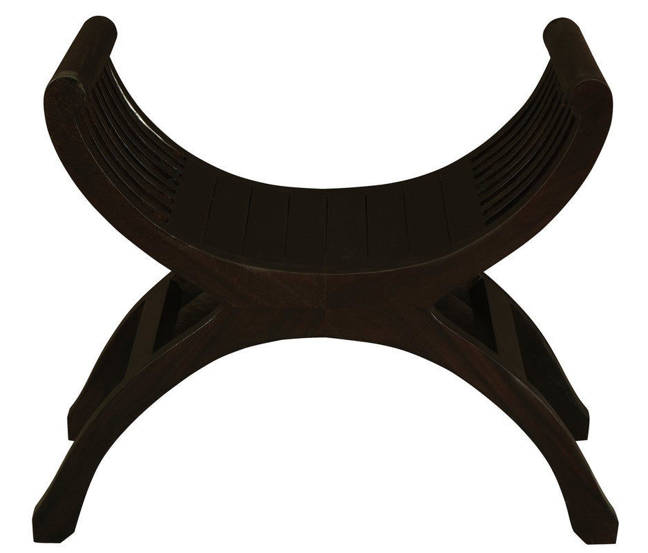 Ottomans & Footstools: Maeve Solid Mahogany Single Seater Stool (Chocolate)