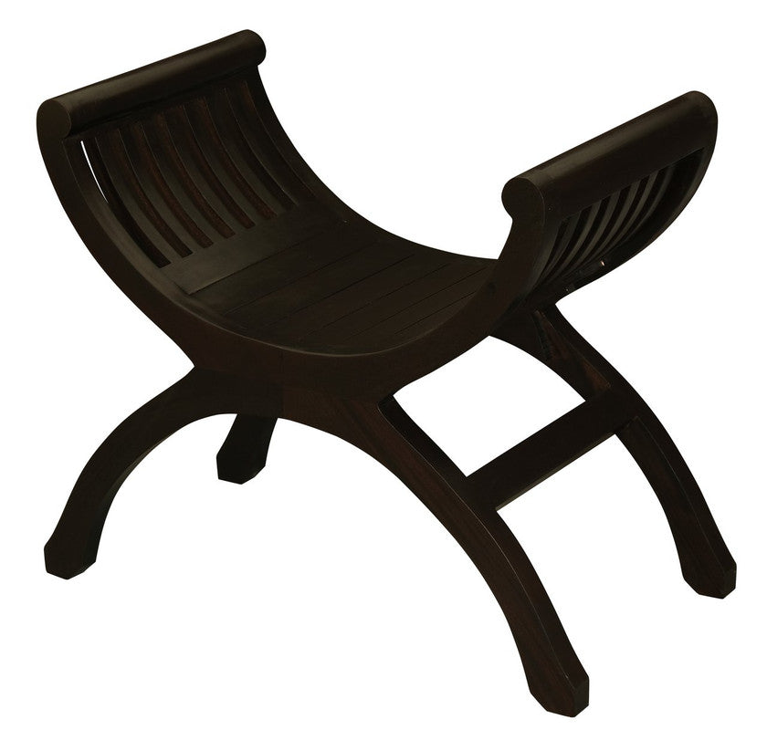 Ottomans & Footstools: Maeve Solid Mahogany Single Seater Stool (Chocolate)