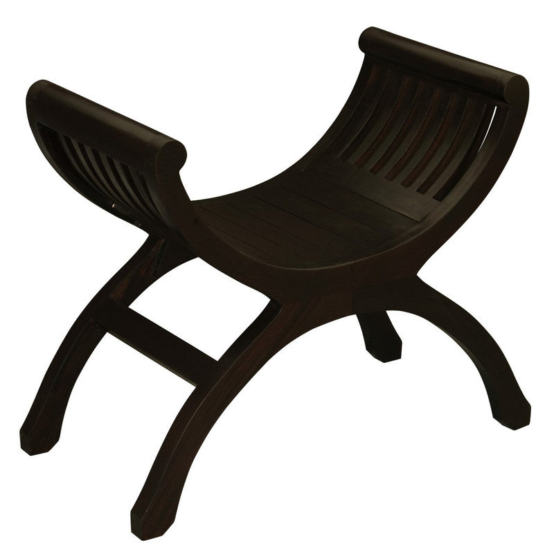 Ottomans & Footstools: Maeve Solid Mahogany Single Seater Stool (Chocolate)