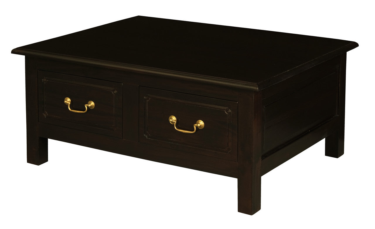 Coffee Tables: Tasmania 4 Drawer Straight Leg Coffee Table (Chocolate)