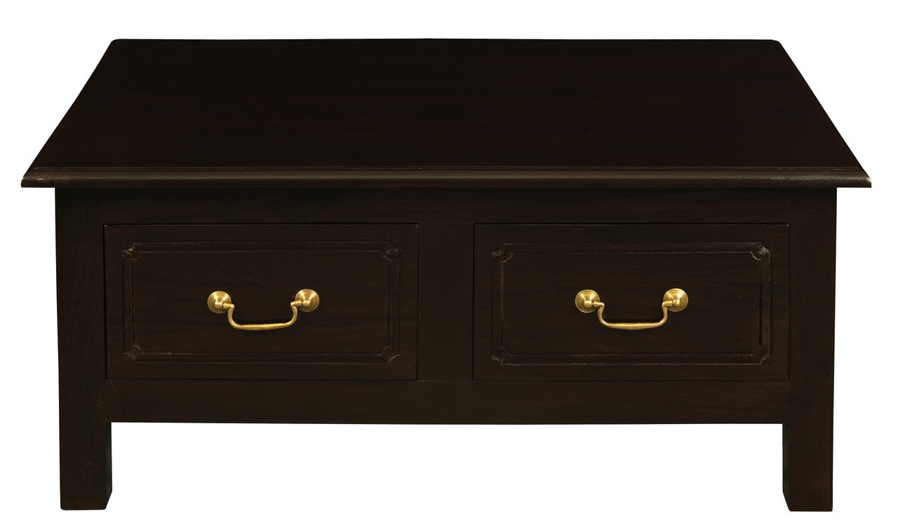 Coffee Tables: Tasmania 4 Drawer Straight Leg Coffee Table (Chocolate)