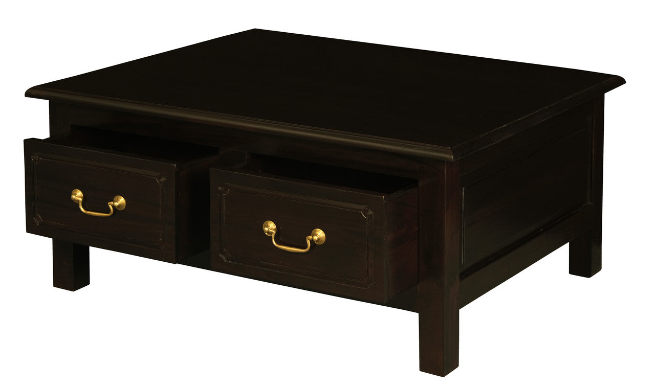 Coffee Tables: Tasmania 4 Drawer Straight Leg Coffee Table (Chocolate)