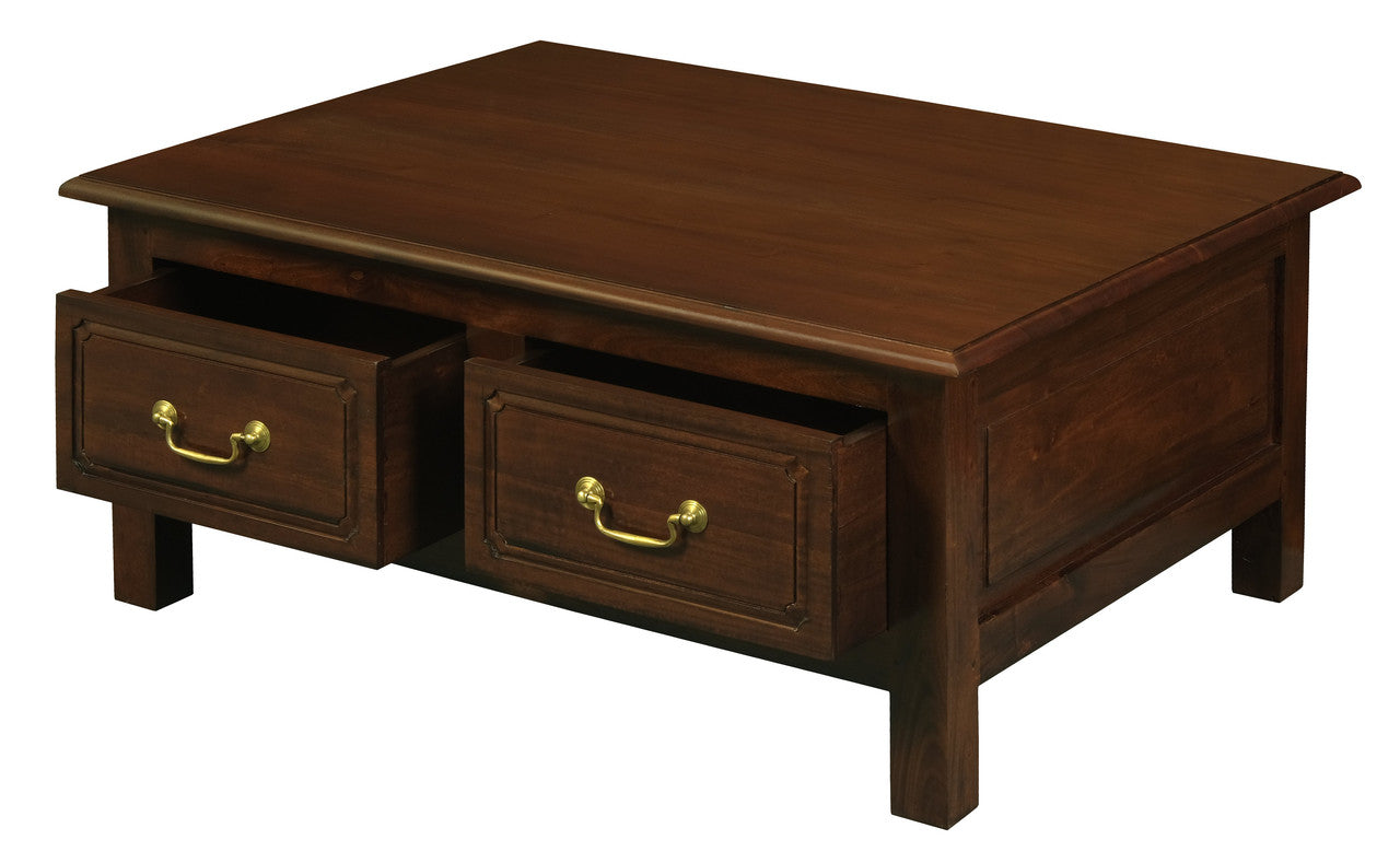 Coffee Tables: Tasmania 4 Drawer Straight Leg Coffee Table (Mahogany)