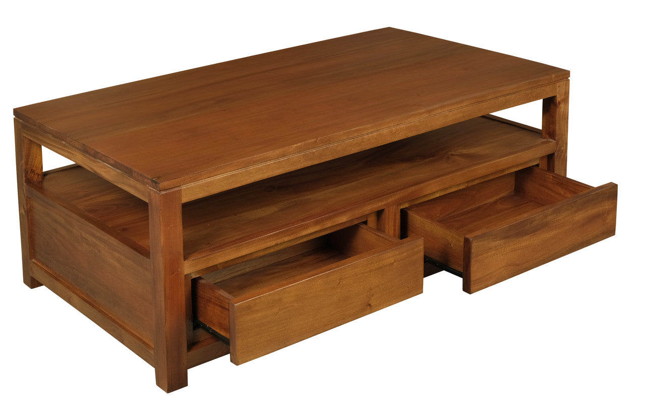 Coffee Tables: Amsterdam 4 Drawer Coffee Table (Light Pecan)