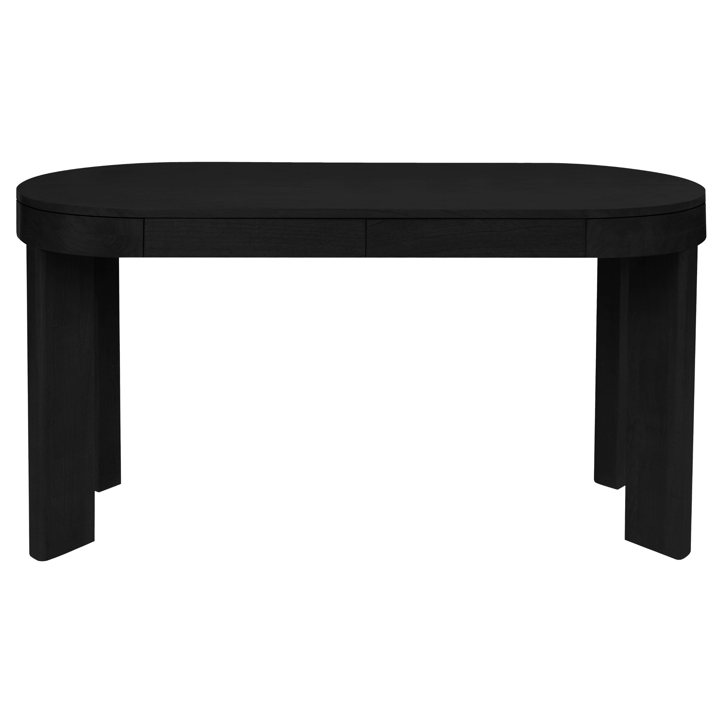 Desks: Brentwood 2 Drawer Oval Desk (Black)