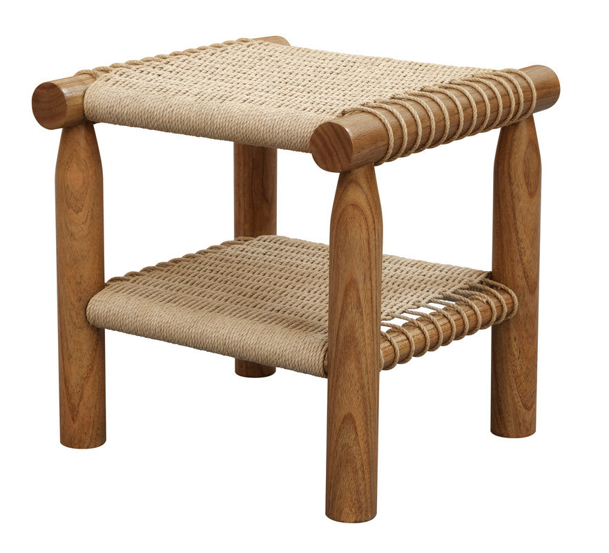 Side Tables: Kelly Handwoven Rattan Lamp Table (Almond)