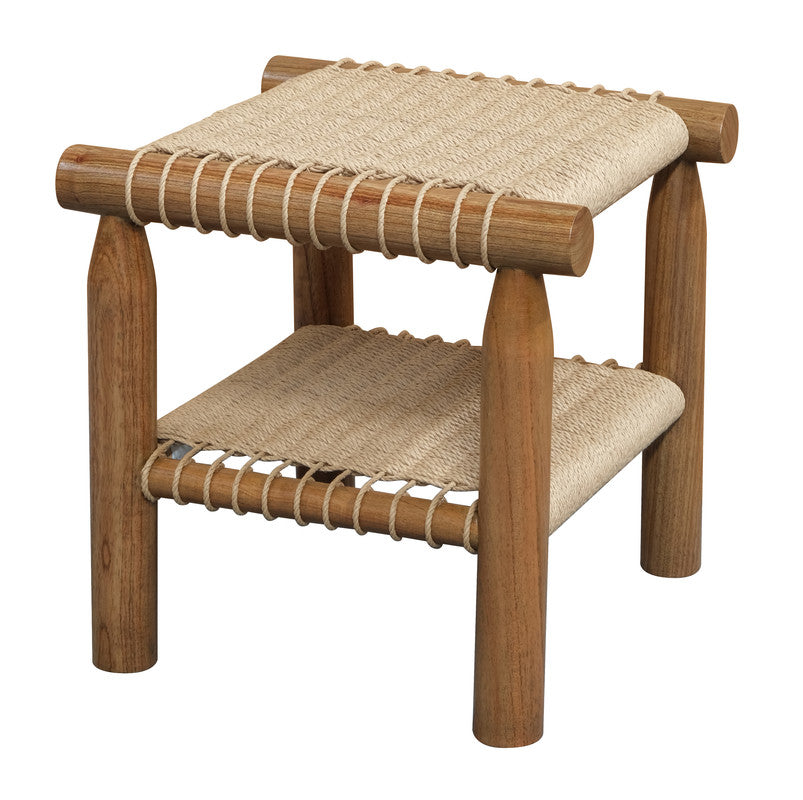 Side Tables: Kelly Handwoven Rattan Lamp Table (Almond)
