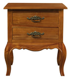 Bedside Tables: French Provincial 2 Drawer Side Table (Light Pecan)