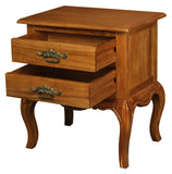 Bedside Tables: French Provincial 2 Drawer Side Table (Light Pecan)