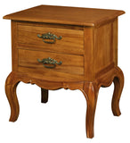 Bedside Tables: French Provincial 2 Drawer Side Table (Light Pecan)