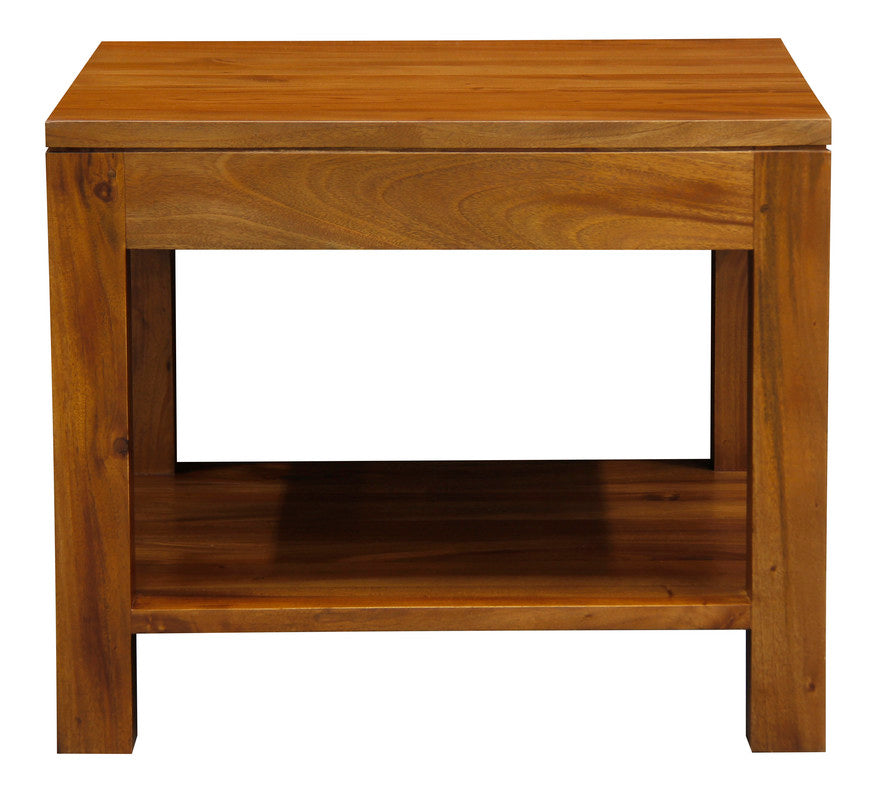 Side Tables: Amsterdam Solid Mahogany Timber Lamp Table 60 x 60 cm (Light Pecan)