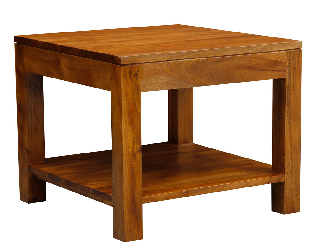 Side Tables: Amsterdam Solid Mahogany Timber Lamp Table 60 x 60 cm (Light Pecan)
