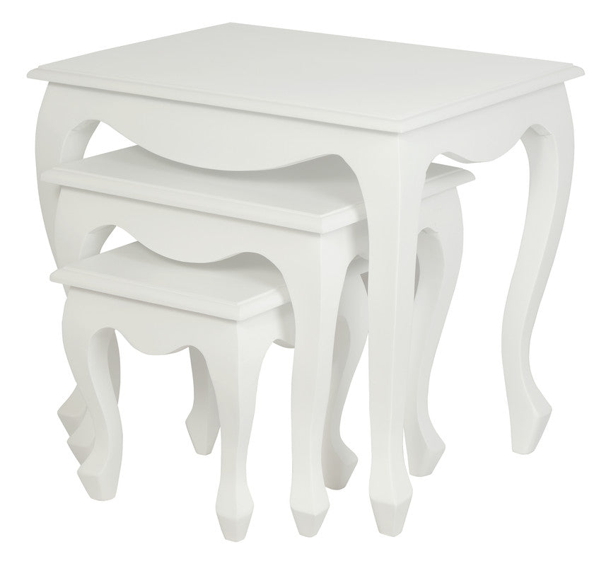 Side Tables: Queen Ann Nest of Table Set of 3 (White)