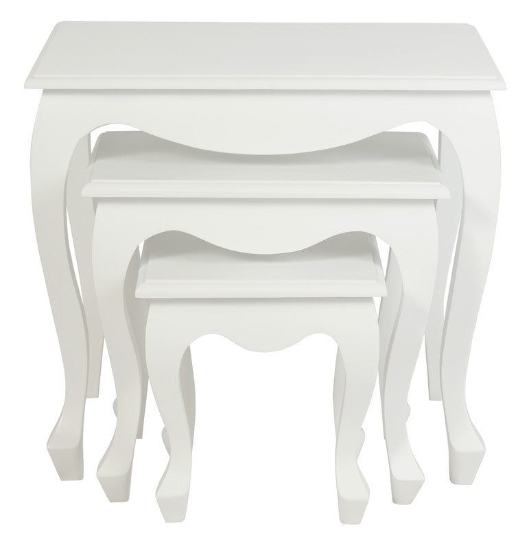 Side Tables: Queen Ann Nest of Table Set of 3 (White)