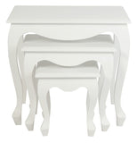 Queen Ann Nest of Table Set of 3 (White)