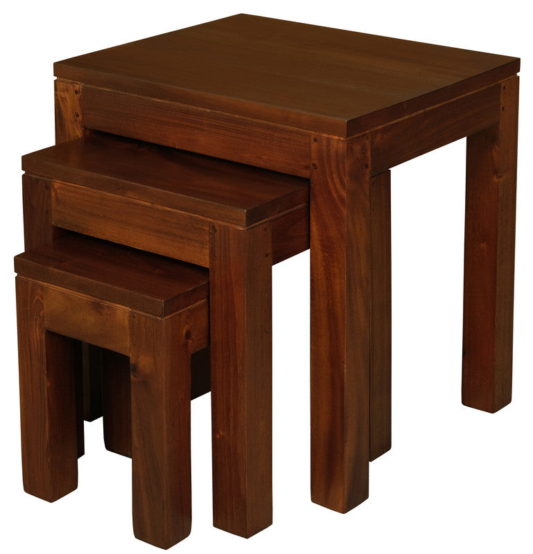Side Tables: Amsterdam Nest of Table Set of 3 (Mahogany)