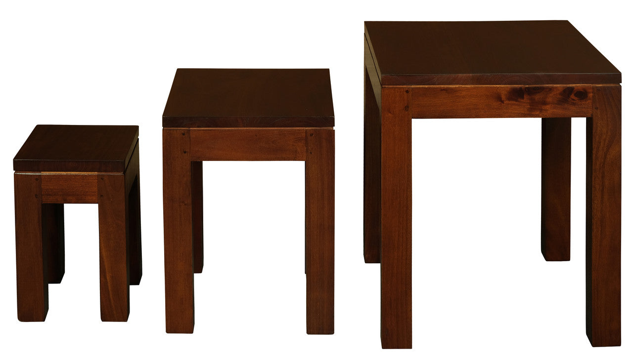 Side Tables: Amsterdam Nest of Table Set of 3 (Mahogany)
