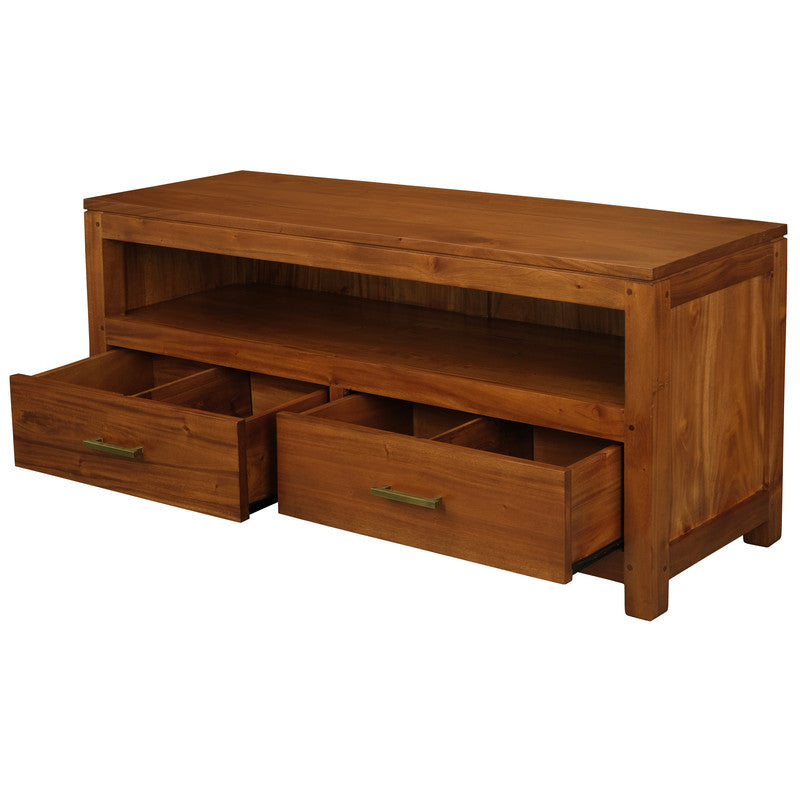 TV Units: Paris 2 Drawer Entertainment Unit (Light Pecan)