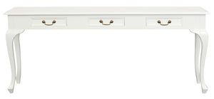 Queen Anne 3 Drawer Sofa Table - White