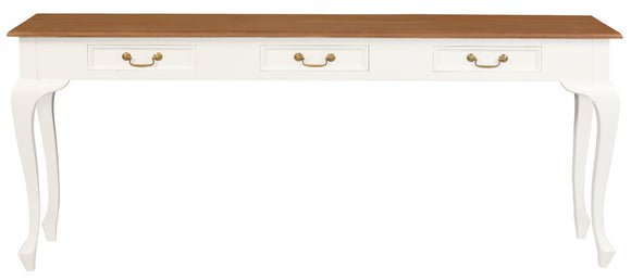 Queen Anne 3 Drawer Sofa Table - White Caramel