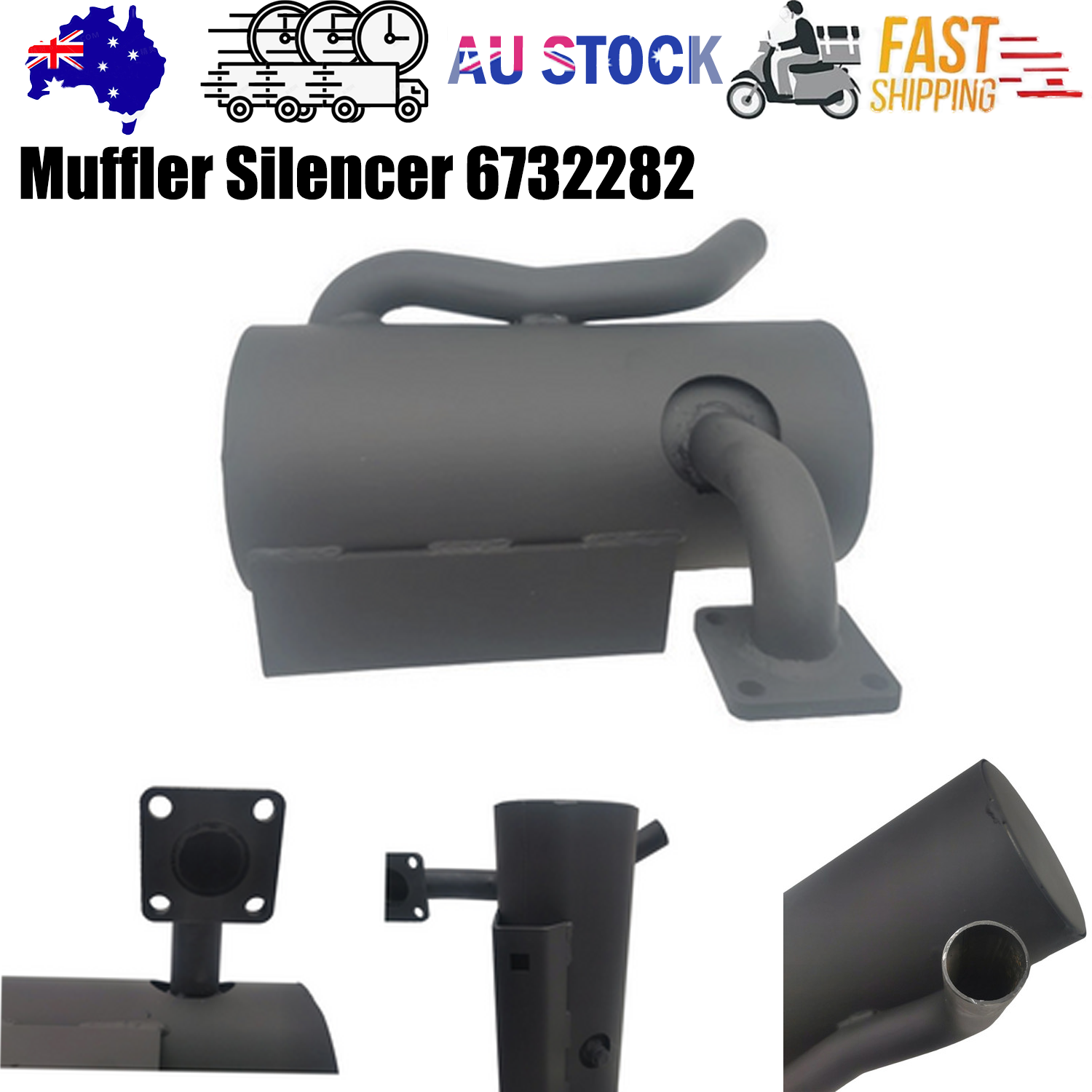 Automotive Parts: For Bobcat Muffler Exhaust System Pipe Manifold Flange 6732282 463 463C 463F S70