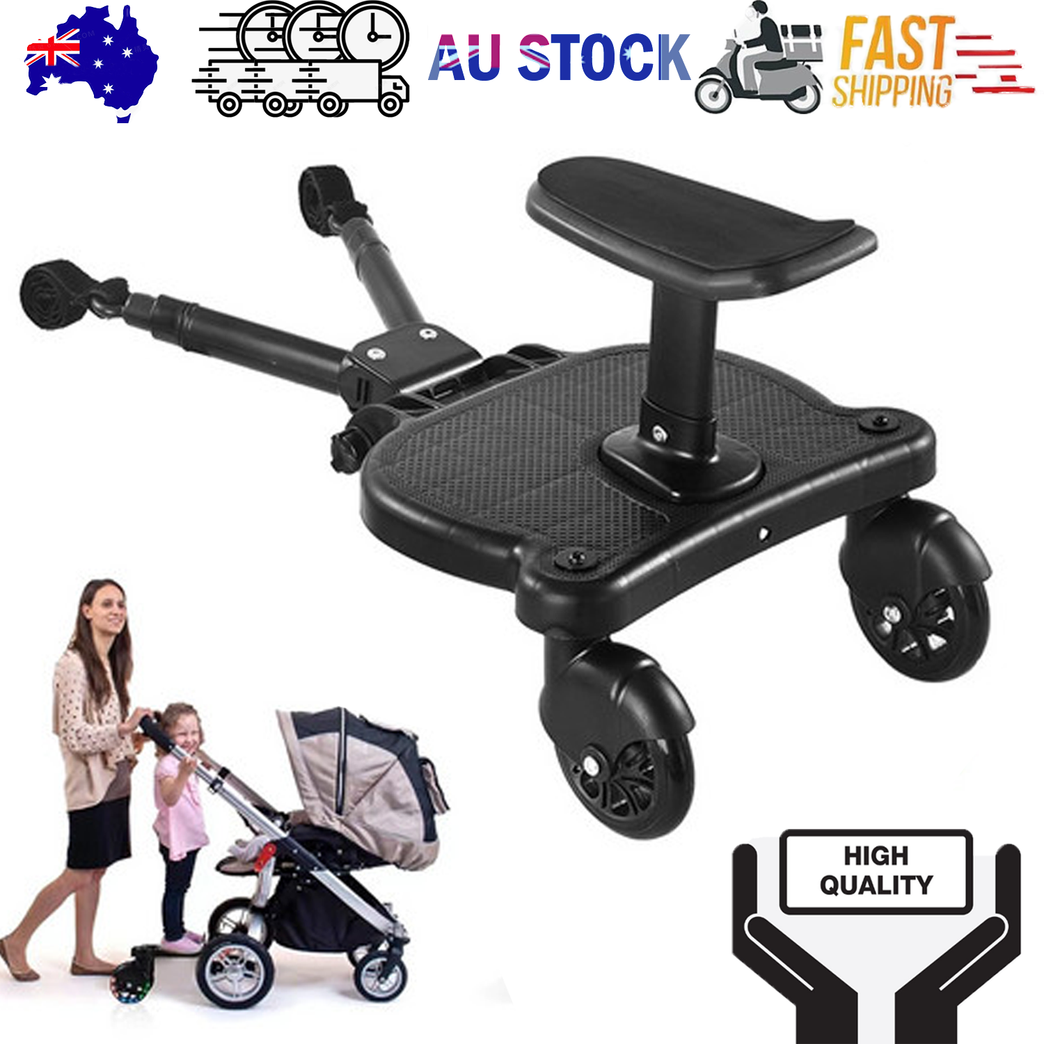 Stroller & Pram Accessories: Baby Jogger Glider Board 2 in 1 Kid Stroller Board with Dismountable Seat AU black wheel