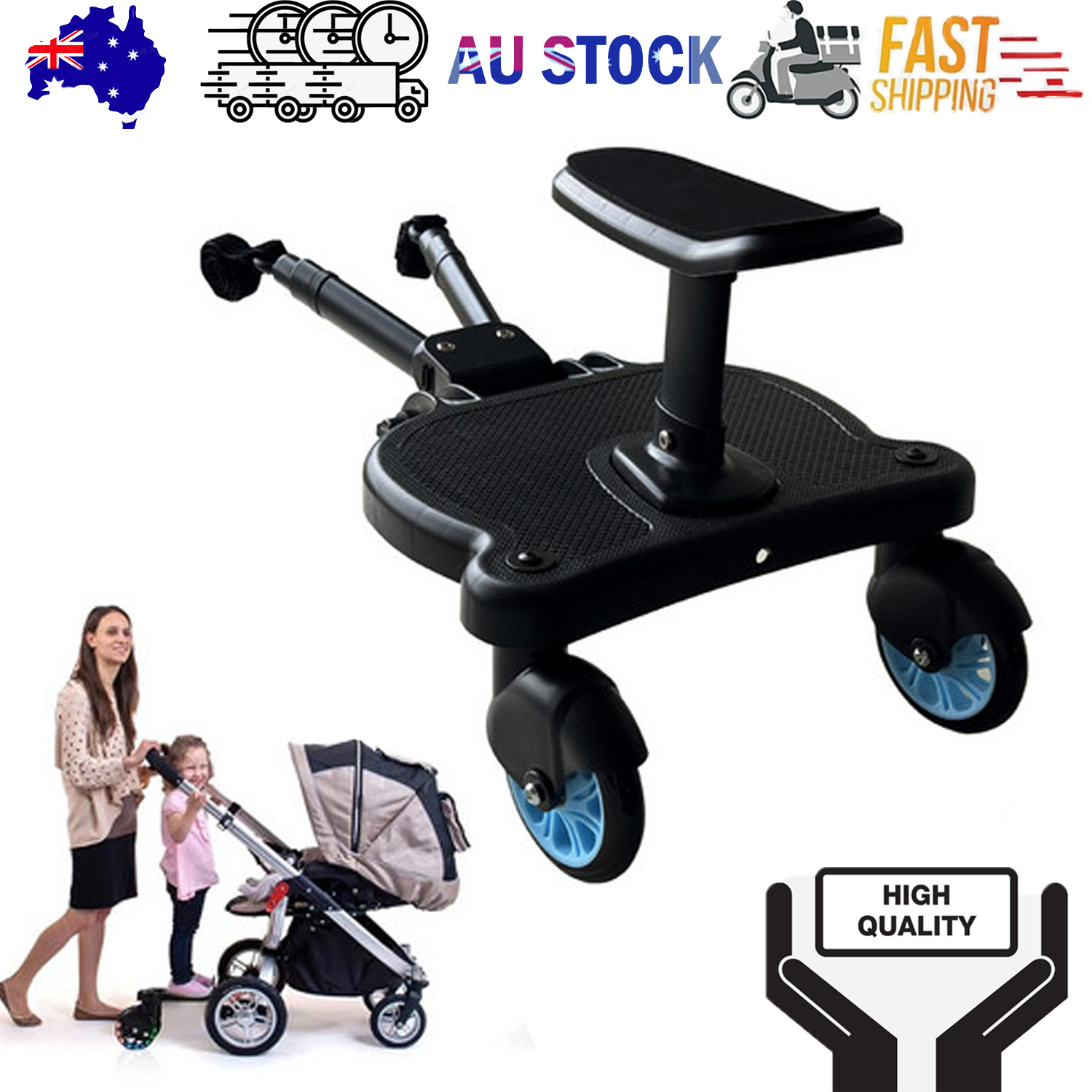 Stroller & Pram Accessories: Baby Jogger Glider Board 2 in 1 Kid Stroller Board with Dismountable Seat AU blue wheel