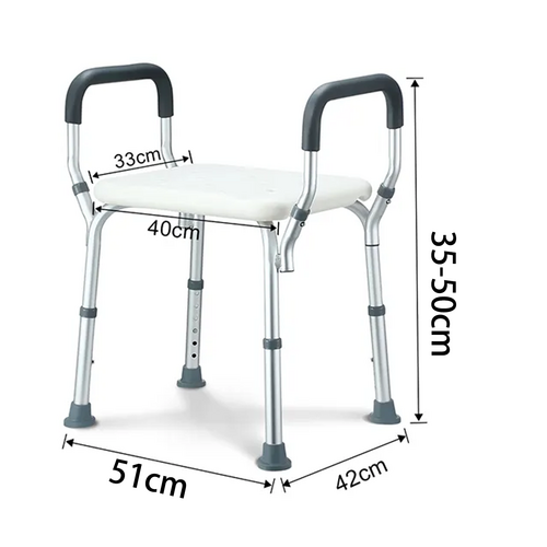 Adjustable Shower Chair Bath Seat Heavy Duty Bathtub Armrests Bench Bathroom