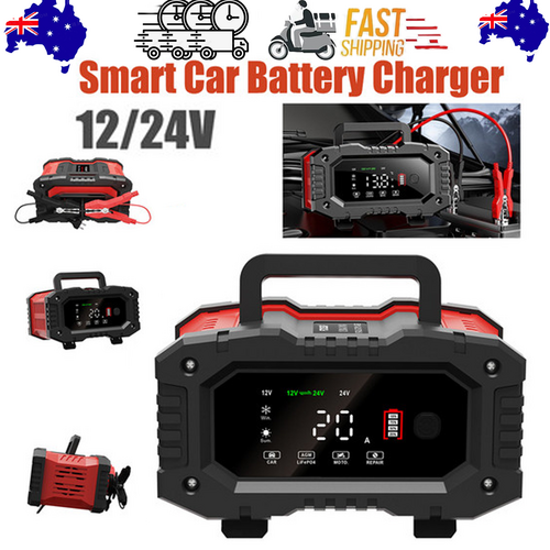 Powerboards & Adapters: 12V 20A/24V 10A Smart Car Battery Charger for Lead Acid LiFePo4 AGM Moto Battery