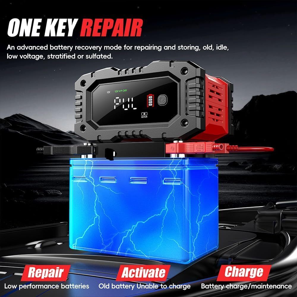 Powerboards & Adapters: 12V 20A/24V 10A Smart Car Battery Charger for Lead Acid LiFePo4 AGM Moto Battery