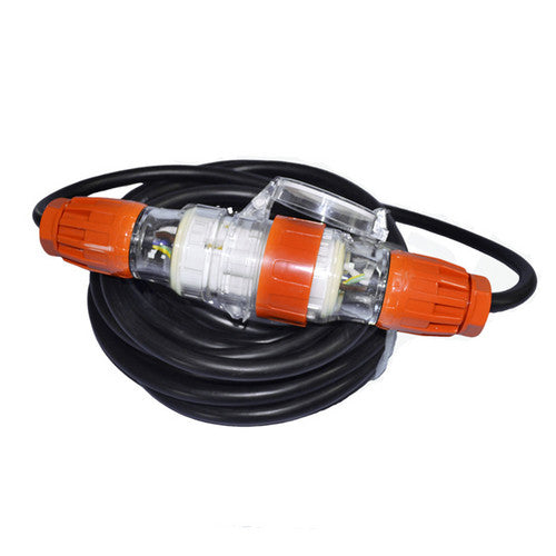 Powerboards & Adapters: 32 Amp 5m 3 Pin Extension Lead Single Phase 250V Rubber Cable Male/Female Plug