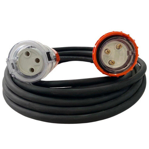 Powerboards & Adapters: 32 Amp 5m 3 Pin Extension Lead Single Phase 250V Rubber Cable Male/Female Plug