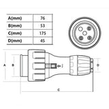 32 Amp 5m 3 Pin Extension Lead Single Phase 250V Rubber Cable Male/Female Plug