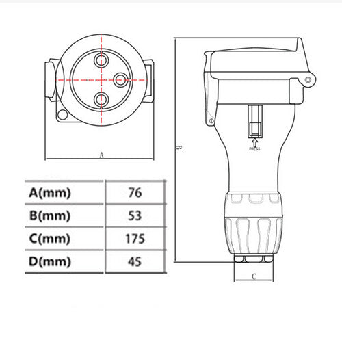 Powerboards & Adapters: 32 Amp 5m 3 Pin Extension Lead Single Phase 250V Rubber Cable Male/Female Plug